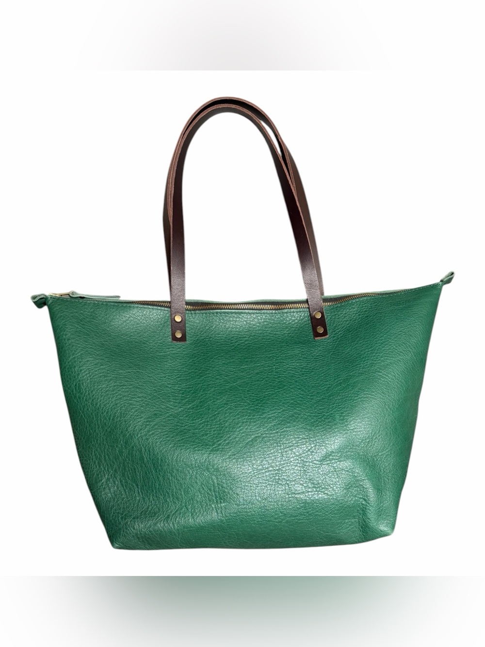 Portland Leather Bacalar Oversized Tote Zip with Dark Brown Handles